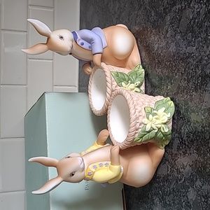 PartyLite "Bertie & Bea" Easter Bunny Votive Candle Holders